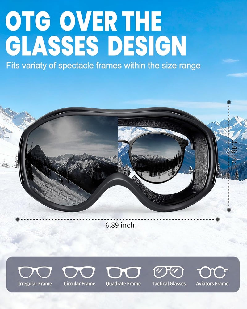 AVV Store Ski Goggles UV Protection, Anti-Fog Snowboard Snow Goggles OTG for Men Women Adults & Youths - Image 2